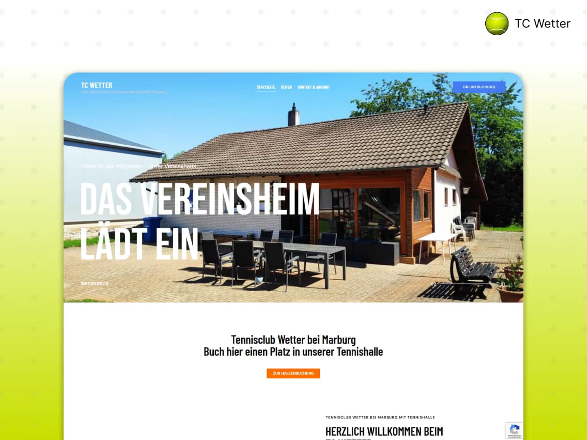 TC Wetter Vereinswebsite Screenshot